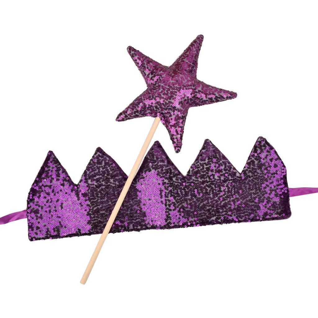 Glitzernde Krone Kopfschmuck & Sternstab Set für Babyparty & Geburtstagsfeier Säuglingsmädchen Feenstab für Bühnenauftritte