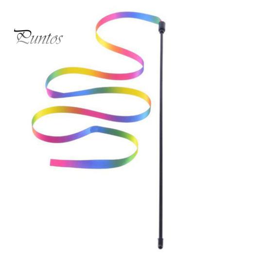 2 stk Cat Stick Interactive Toy Tosidig Rainbow Webbing Tease Ripebestandig Bittbestandig Underholdende Cat