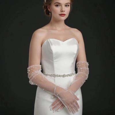 Elegant Bridal Gloves Transparent Tulle Gloves Vintage Wedding Mittens  Wedding Ceremony