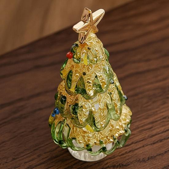 Creative Christmas Gifts for Friends Mini Tree Figurine, Handmade Colored Glaze Tabletop Ornament Unique Holiday Table Centerpiece with Star Top Xmas