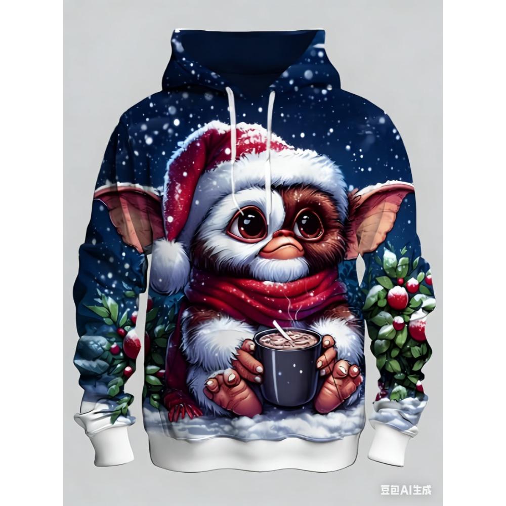 Christmas snowflake monster pattern men's hoodie