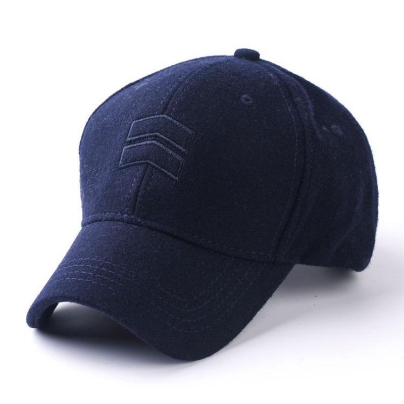 

Шерстяная бейсболка с козырьком - Унисекс, осенне-зимняя, повседневная, теплая шапка, в корейском стиле Plus (59-63 cm) синий