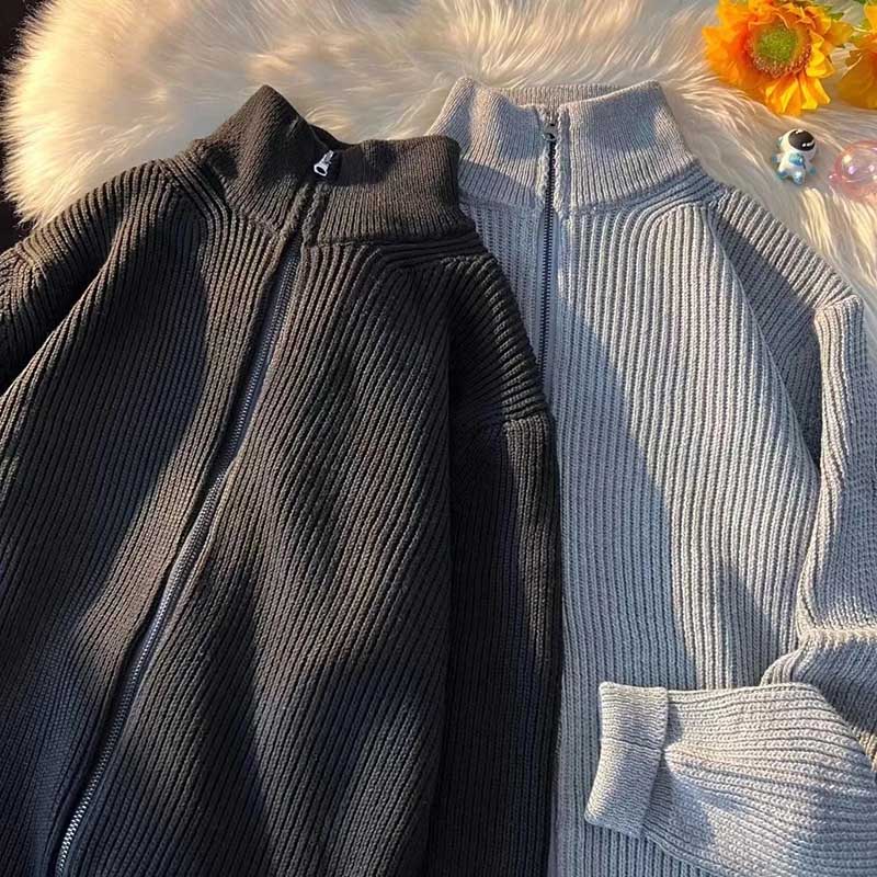 Thickened Jacket for Women Fall Warm Comfortable Loose Knitted Cardigan Zipper Sweater Casual Versatile Outside Wear Warm Jacket