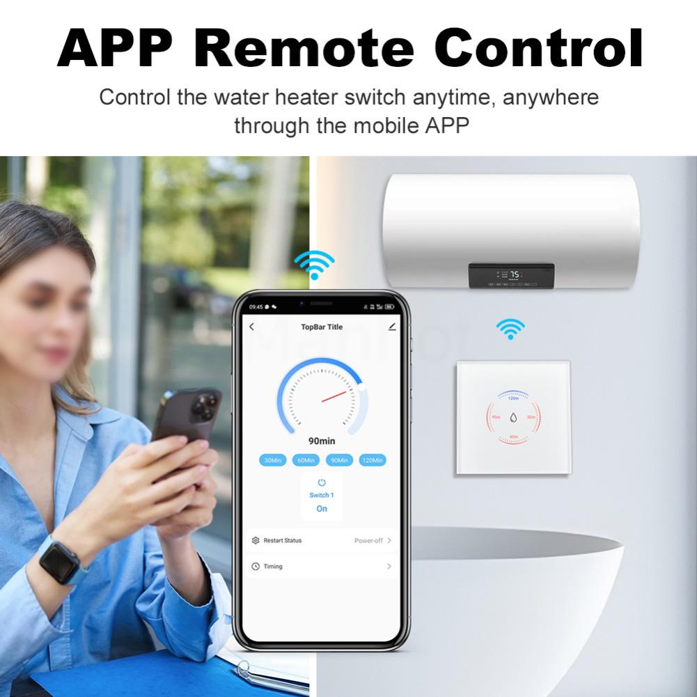 For Tuya WiFi Smart Boiler Switch 40A Water Heater Control Panel with Voice Activation for Alexa and Remote App