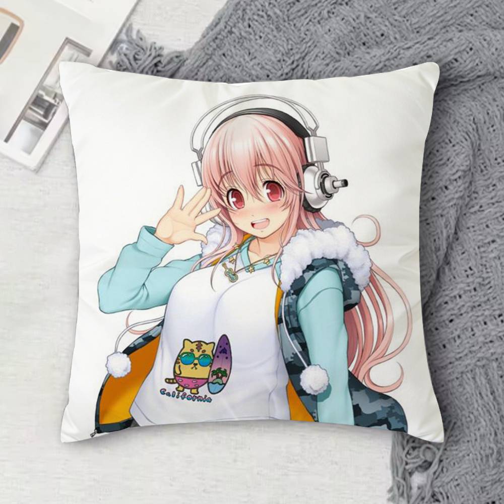 S-Super Sonico Double-Sided Printed Square Decorative Cushion Cover For Sofa Living Room Home Decor