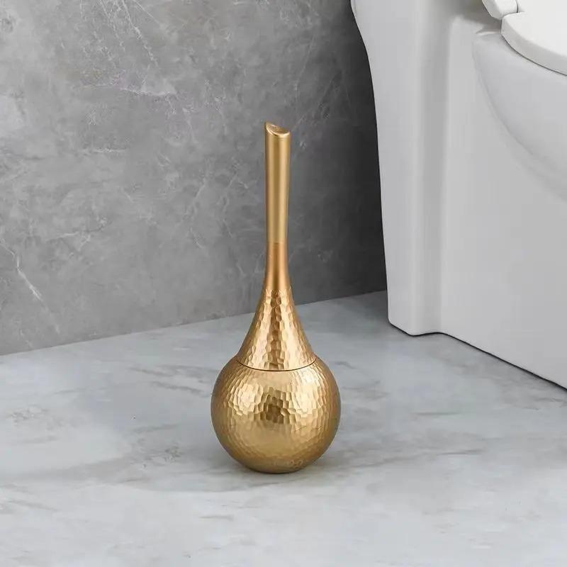 Luxury Retro Gold Toilet Brush Set Replaceable Nylon Soft Bristle Brush Long Handle For WC Bathroom Accessories Cleaning Tools