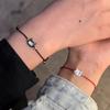2pcs Natural Moonstone Bracelet Couple Friends Cute Cat Obsidian Charms Black Red Handmade Rope Bracelets Party Jewelry Gifts