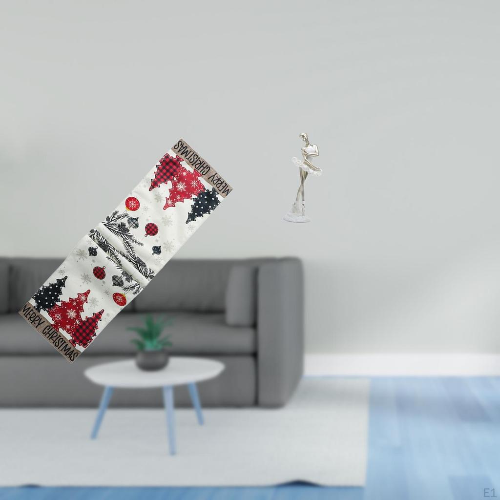 Christmas Table Runner Dresser Scarf Seasonal Winter Reusable Xmas Tree Tablecloth for Cabinet