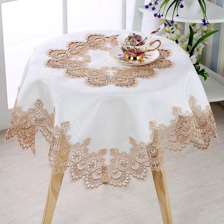 Luxury Tribute Silk Jacquard kulatý ubrus Krajkový ubrus Obývací pokoj Zkrášlující Dekorativní ubrus