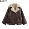 Women's Fashion Casual Solid Color Print Autumn Winter Long Sleeve POLO Neck Jackets & Coats
