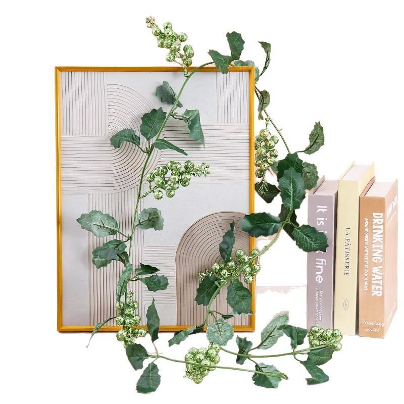 Christmas Garland Wall Hanging With Glittered Leaves And Berries For Holiday Home Decor