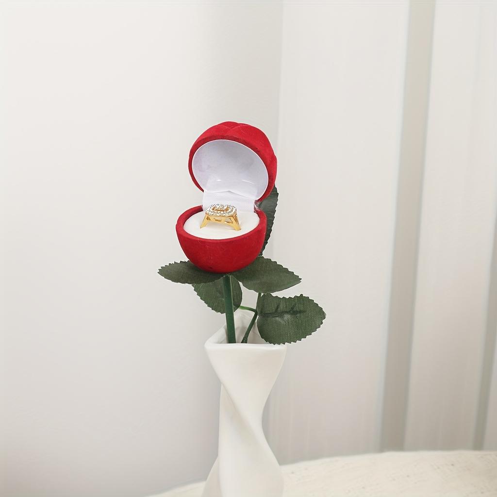 1 Stück - Simulierte Rosen-Ringbox, Rosenstrauß-Verlobungsringbox, Heiratsantrags-Ringbox, hochzeitsspezifische romantische Geschenkbox
