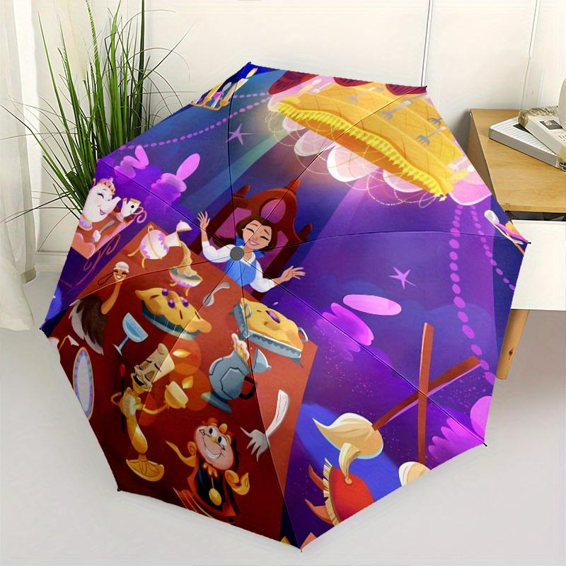 

Beauty and the Beast Cartoon Umbrella, Portable 3-Fold Compact Umbrella, Suitable for Camping, Hiking and Travel, Ideal Easter Birthday Gift