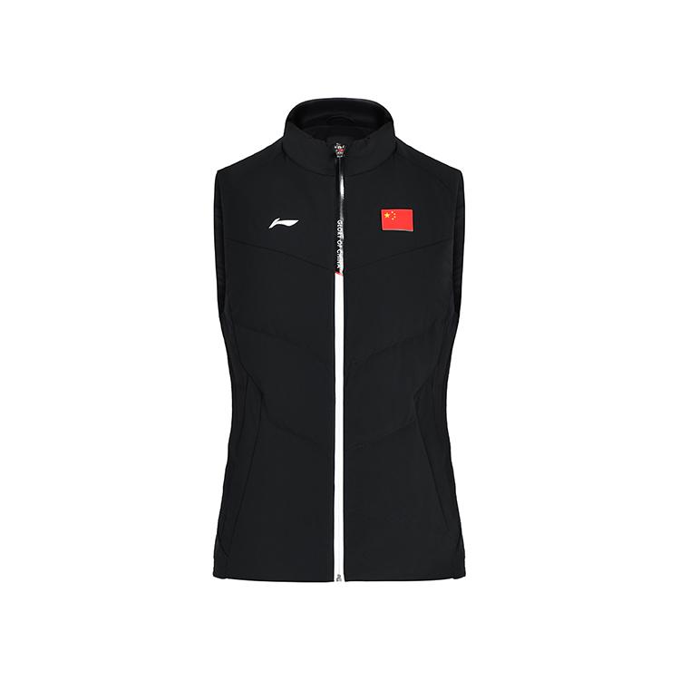

Li Ning Comfortable Warm Zipper Stand Collar Down Vest Women vests Black AMRU052-1 L