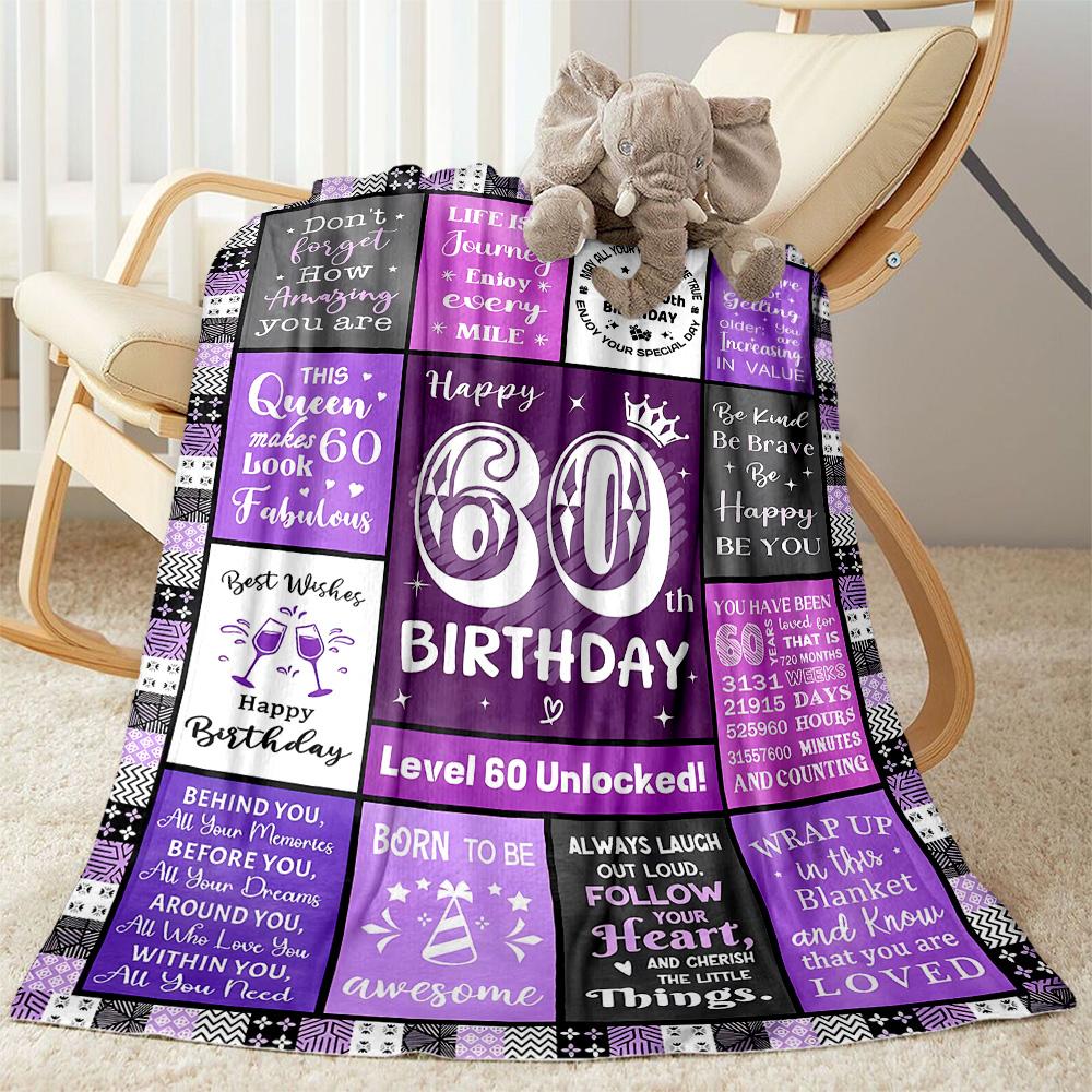 1pz Coperta Celebrazione Felice 60° Compleanno Morbida e Calda per Divano Ufficio Campeggio Viaggio Soggiorno Ottimo Regalo per Amici e Famiglia Confortevole
