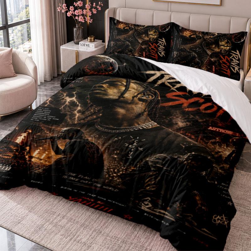 Travis Scott 3Pcs Bedding Set Duvet Cover With Two Pillowcases For Bedroom Home Decoration