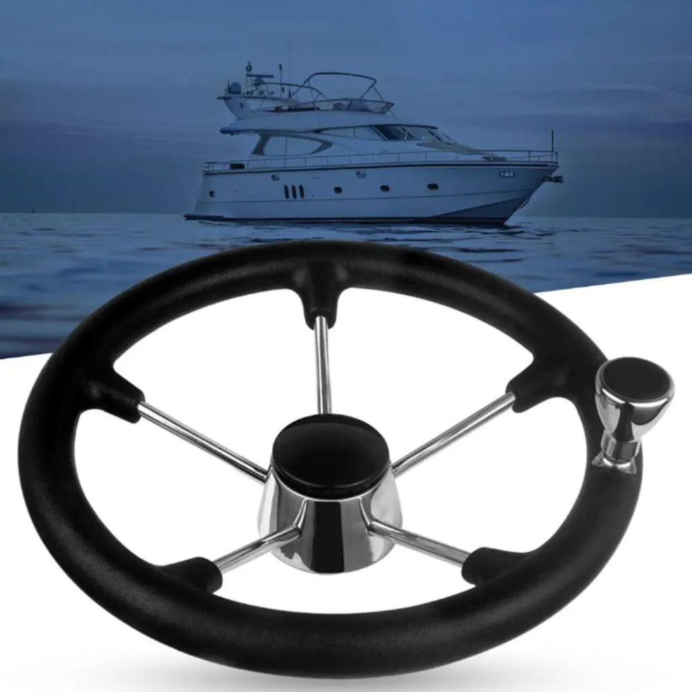 Black Foam Grip Boat Steering Wheel Stainless Steel Destroyer Steering Wheel  Marine Use