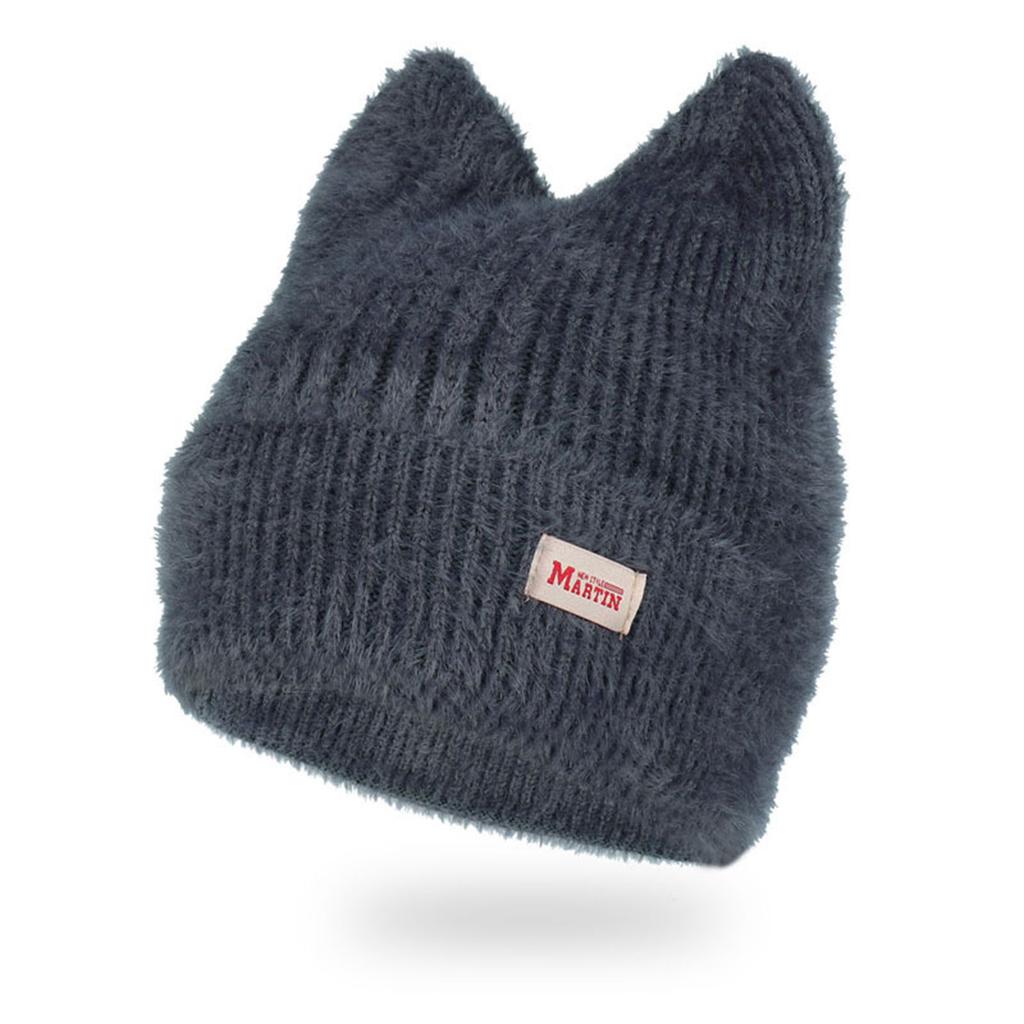 Y2K Crochet Hat for Women Winter Warm Beanie Cap Cute Cat Ear Hat for Teens Adult Cold Weather Windproof Hat Headdress