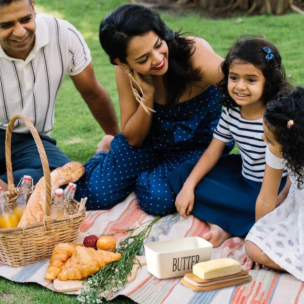 Z Okrągłymi Drewnianymi Pokrywkami Ceramiczne Maselnice Hermetyczne Pokrywki Pojemnik do Przechowywania Sera Lodówka