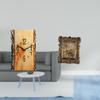 Hand Carved Simulated Tree Stump Wall Clock with Floral Photo Frame Arabic Numerals Silent