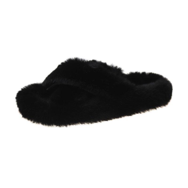 Crossed Plush Thermal Bathroom Casual slippers for Women Platform Anti-slippery Fur Lady Shoes