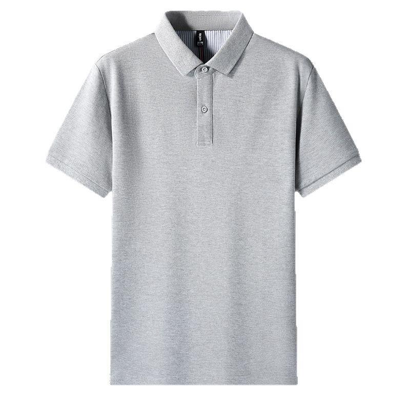 Men'S Short-Sleeved Pure Cotton Solid Color Polo Shirt Father'S Loose Casual Lapel High-End Clothes