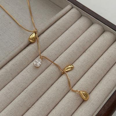 Raindrop Necklace, Simple Commuting, High-End Necklace Temperament, Metal Collarbone Chain, Retro Temperament, Light Luxury And Exquisite