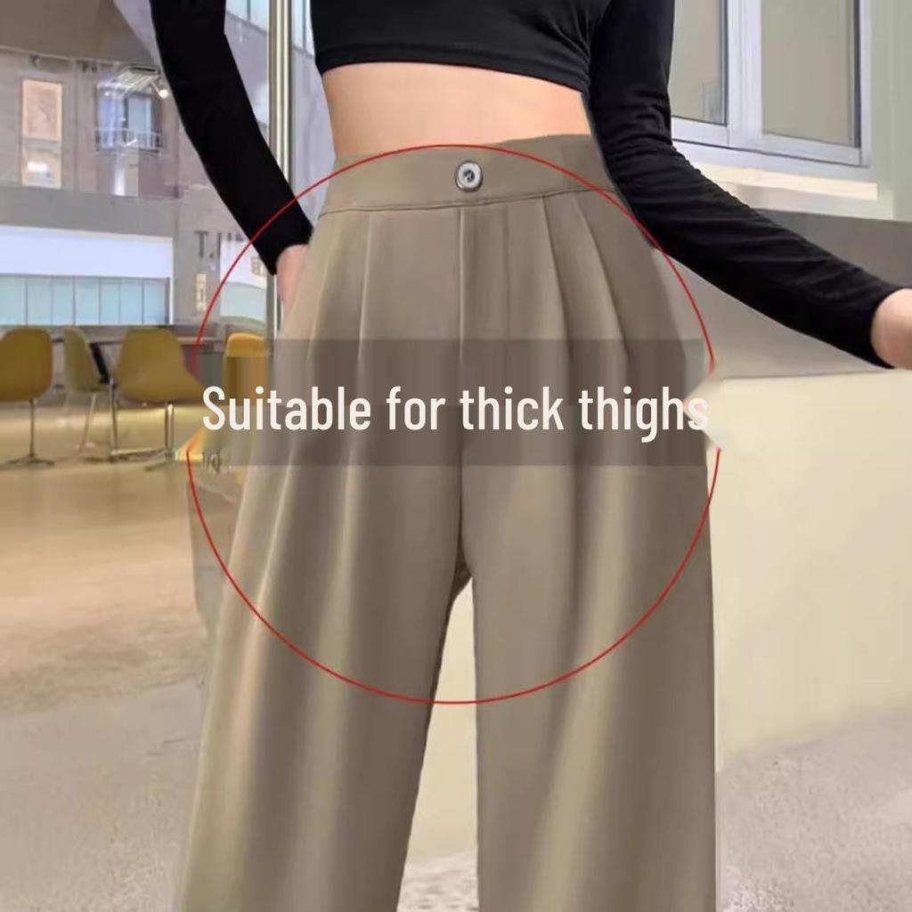 Women's Black Wide-Leg High-Waist Drape Pants - Spring 2024 Fashion