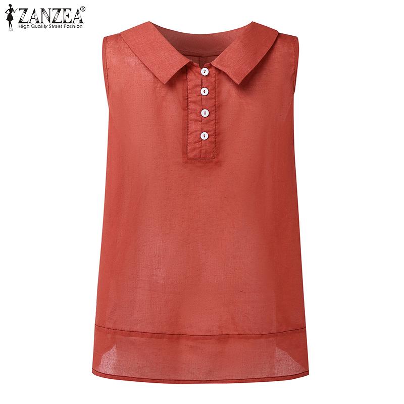 

ZANZEA Женские топы без рукавов на пуговицах, с отложным воротником, вязаные крючком, дышащие, повседневные майки XL красный