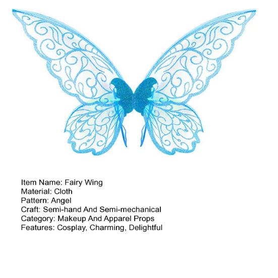 Fairy Wing for Kids Adults Butterfly Fairy Halloween Costume Glitter Angel Wings Elf Cosplay Accessory for Girls Women