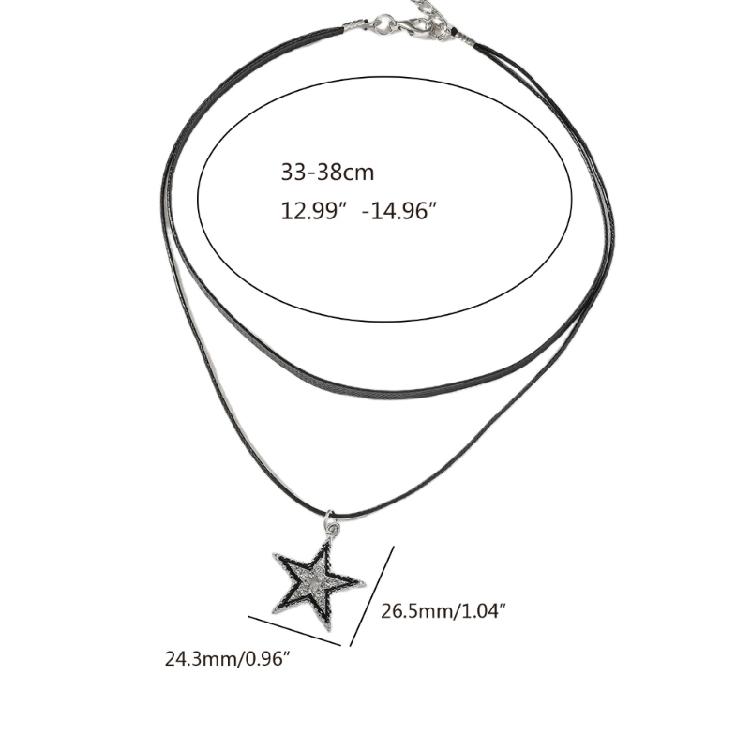 Novel Hollow Star Pendant All-matched Clavicle Chain Leathers Rope Neck Chain