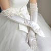 Solid Color Wedding Gloves Beaded Long Bridal Gloves Satin Dress Gloves  Wedding