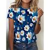Summer Fashion Women Beautiful Flowers Stylish Printed Casual Short Sleeved Crew Neck Round Neck Regular