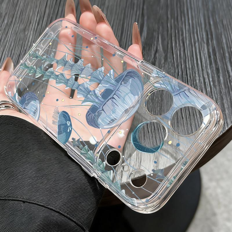 Whale Moon Pattern Clear Phone Case For iPhone 17e 17 16 15 14 13 Pro Max 17 16 Pro 16e 12 11 Transparent Shockproof Soft Cover