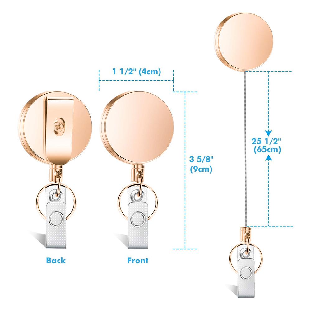 Retractable Nurse Badge Reel Clip Badge Holder Id Card Key Chain Lanyard Clip Students Doctor Rose Gold Badge Clip Office Acc
