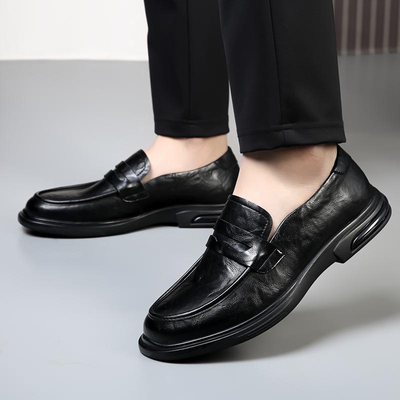 Genuine Leather Casual Men Shoes 2024 Autumn Business Trend Fashion Lace-Up Outdoor Men Sneakers Black Solid Color Sewing Shoes