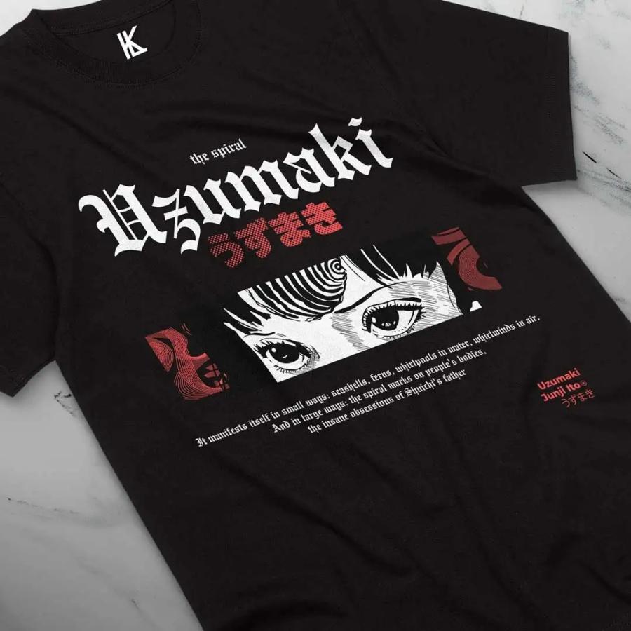 Футболка Junji Ito Uzumaki Ужасы Аниме Япония Гуро Соичи Цудзи Подарочная Футболка S чёрный