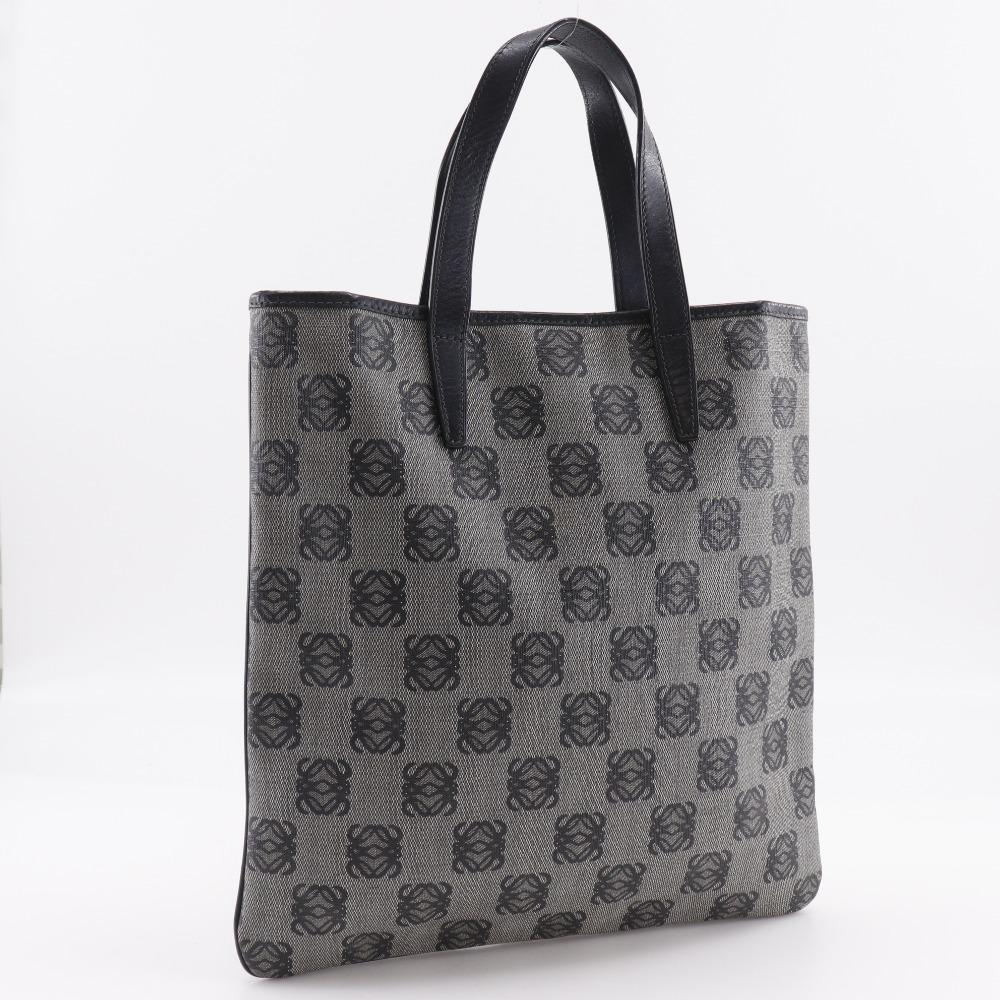 Loewe Anagram Handbag Tote Bag Gray / Black PVC/leather Unisex Used