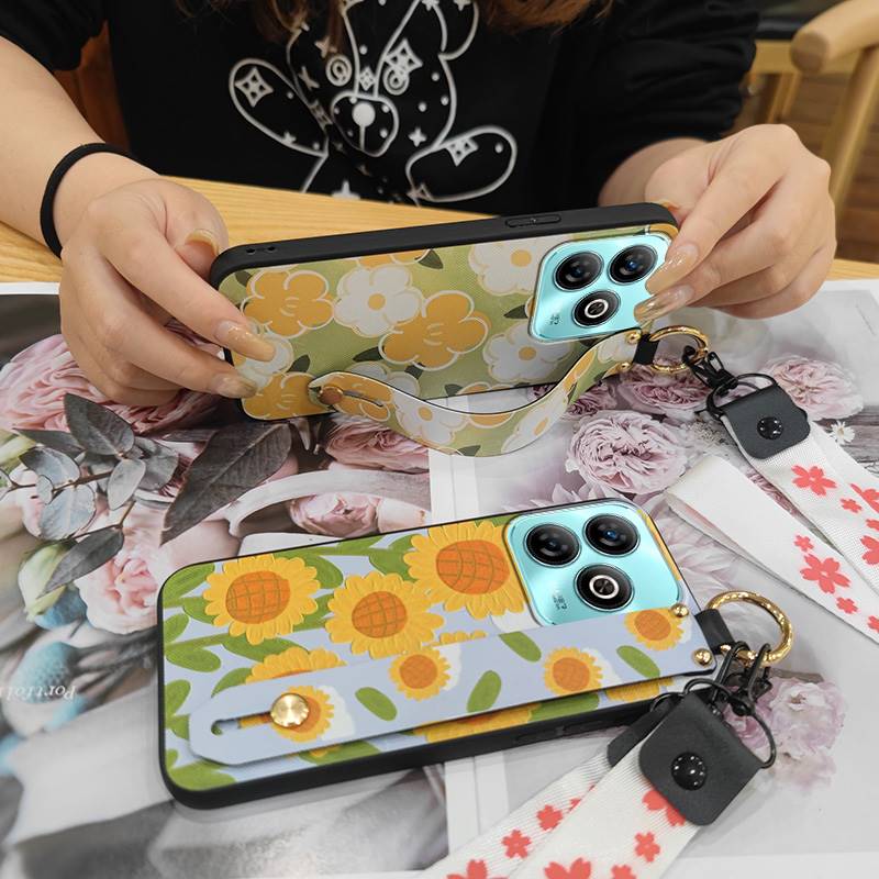 Protective Anti-knock Phone Case For ZTE Blade A75 4G/Z2359 Wristband Wrist Strap Back Cover Shockproof Ring Durable