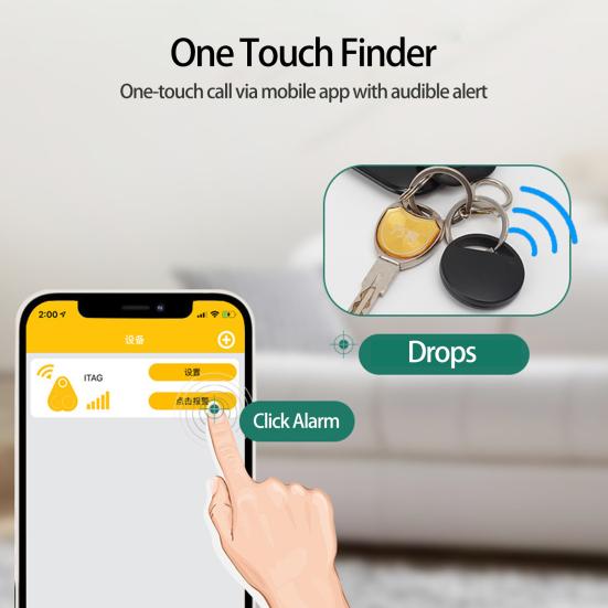 Two Way Separation Alarm APP Control Selfie Function Smart Tracker with Metal Ring Loud Sound Bluetooth-compatible 5.0 Key Finder