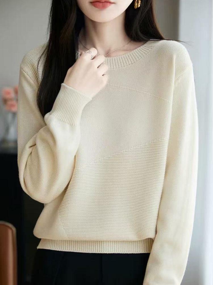 2025 Autumn/Winter Women's Versatile Round Neck Wool Pullover Sweater - Loose, Slimming Knitwear Base Layer Top