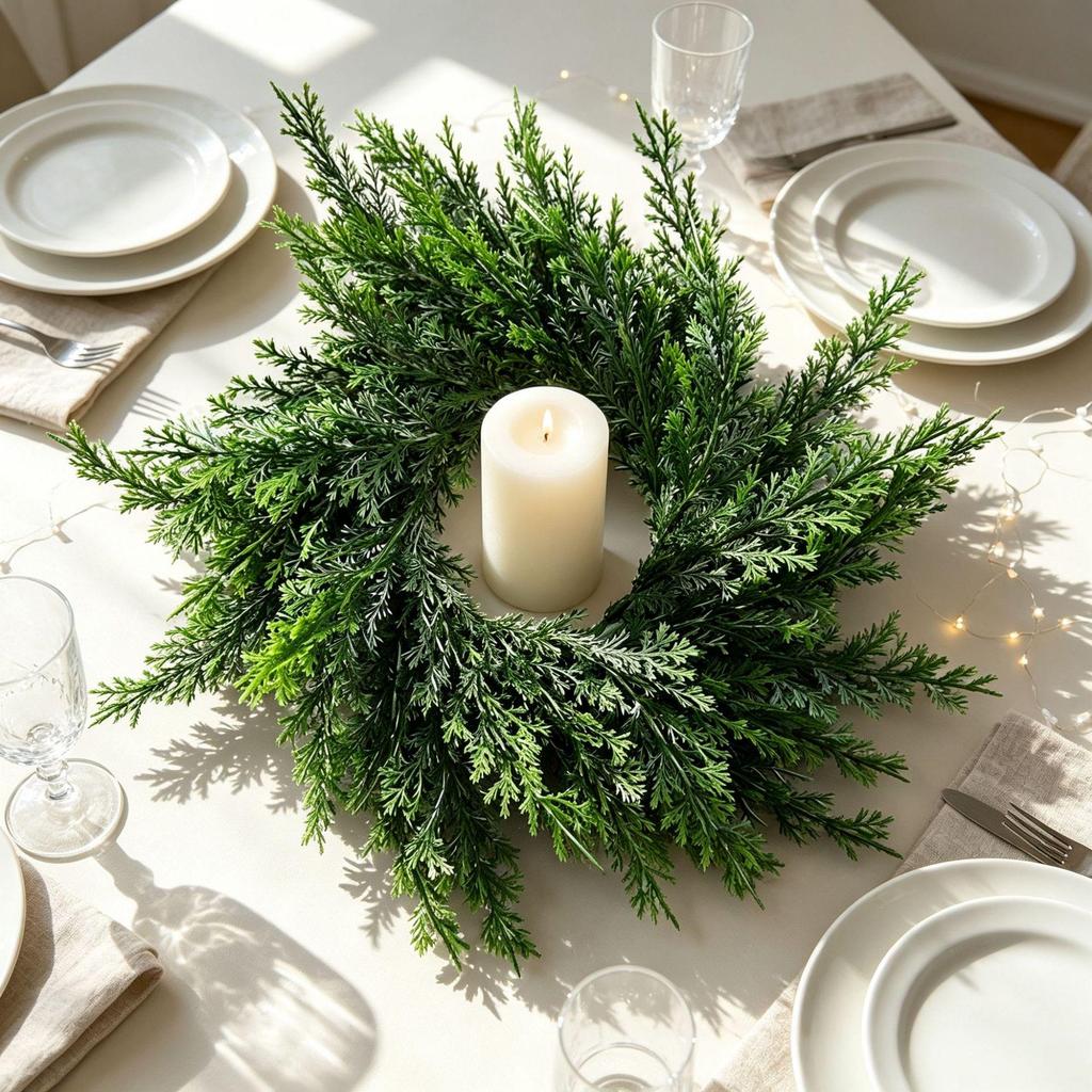 Christmas Simulation Plastic Pine & Berry Wreath - Festive Dining Table Decoration