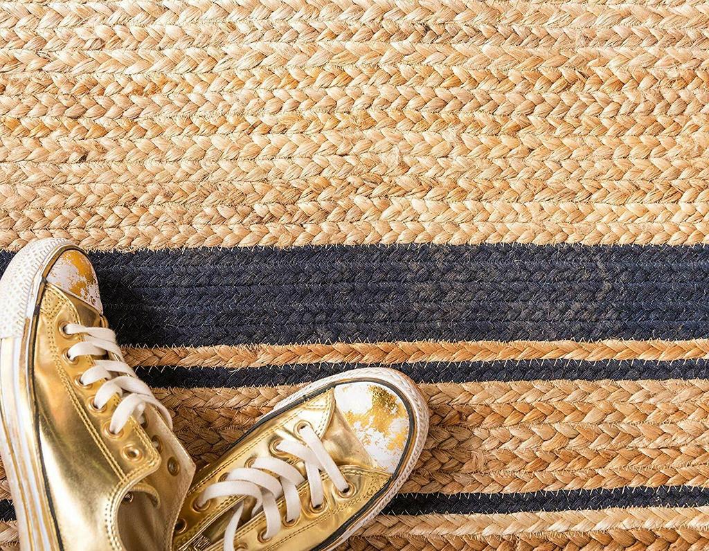 Jute Rug Natural Carpet Rectangle 100% Natural Fiber Area Living Rug Handmade Look