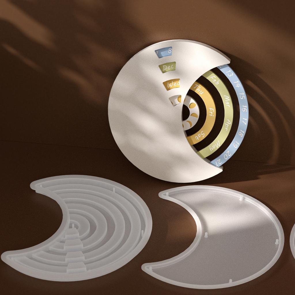 Perpetual Calendar Silicone Molds Moon Phase Molds DIY Home Decorative Date Dial Epoxy Resin Mold for DIY Crafts Home Ornaments