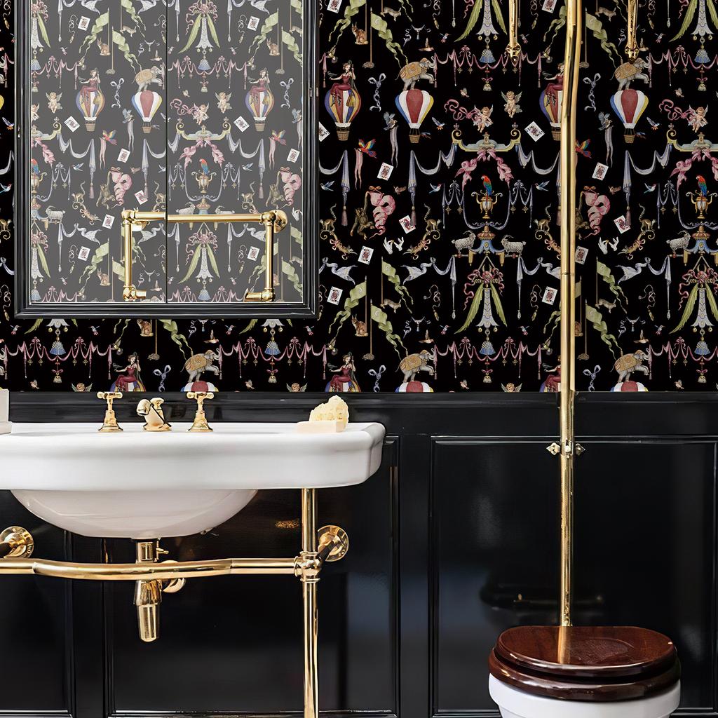 Traditional Circus Style Wallpaper Home Bedroom Waterproof Oil Resistant Art Wallpaper Chic Peel And Stick Cabinet Stickers