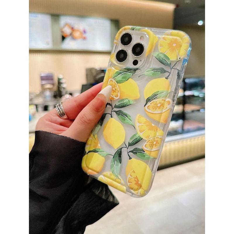 Fresh lemon is suitable for Apple 16promax mobile phone case 15plus airbag 14 transparent 13 foreign trade 12 personality 11