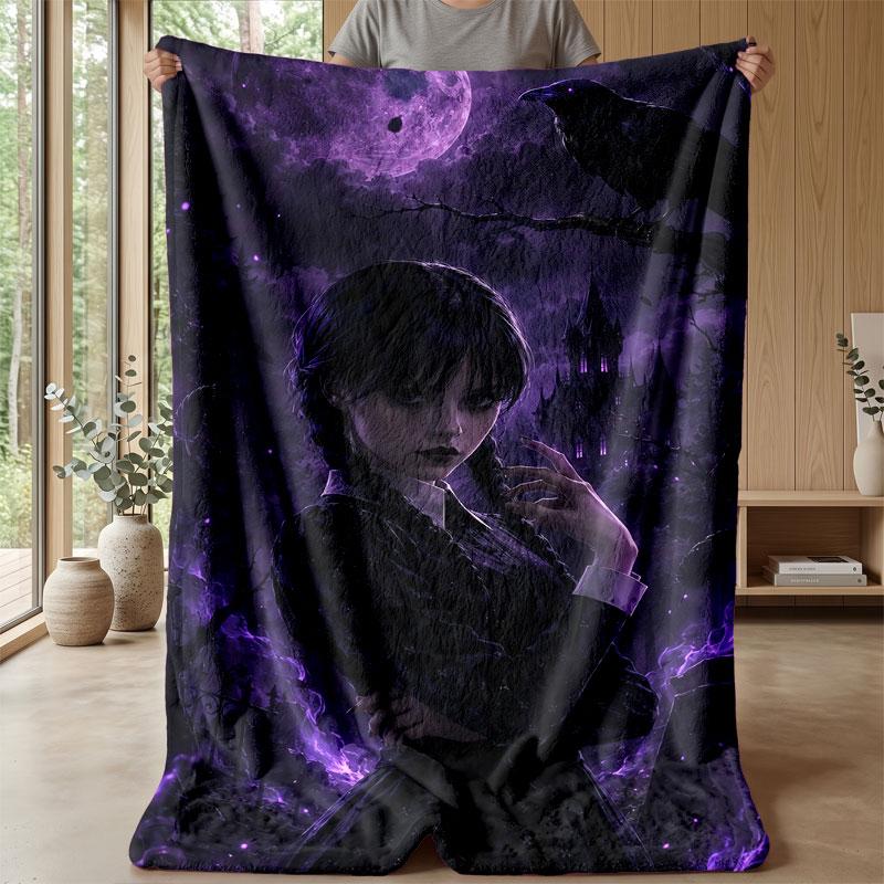 Soft Flannel Blanket Lightweight Cozy Bedroom Living Room CoverWednesday Addams