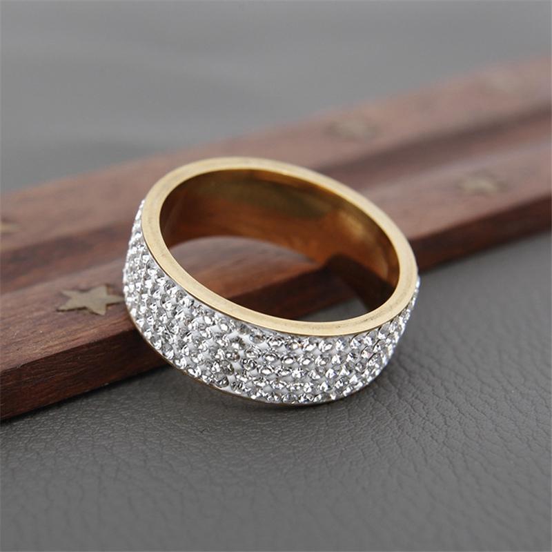 Vintage Retro Style Steel Ring for Women 5 Row Clear Crystal Jewelry Fashion Stainless Steel Engagement Wedding Rings