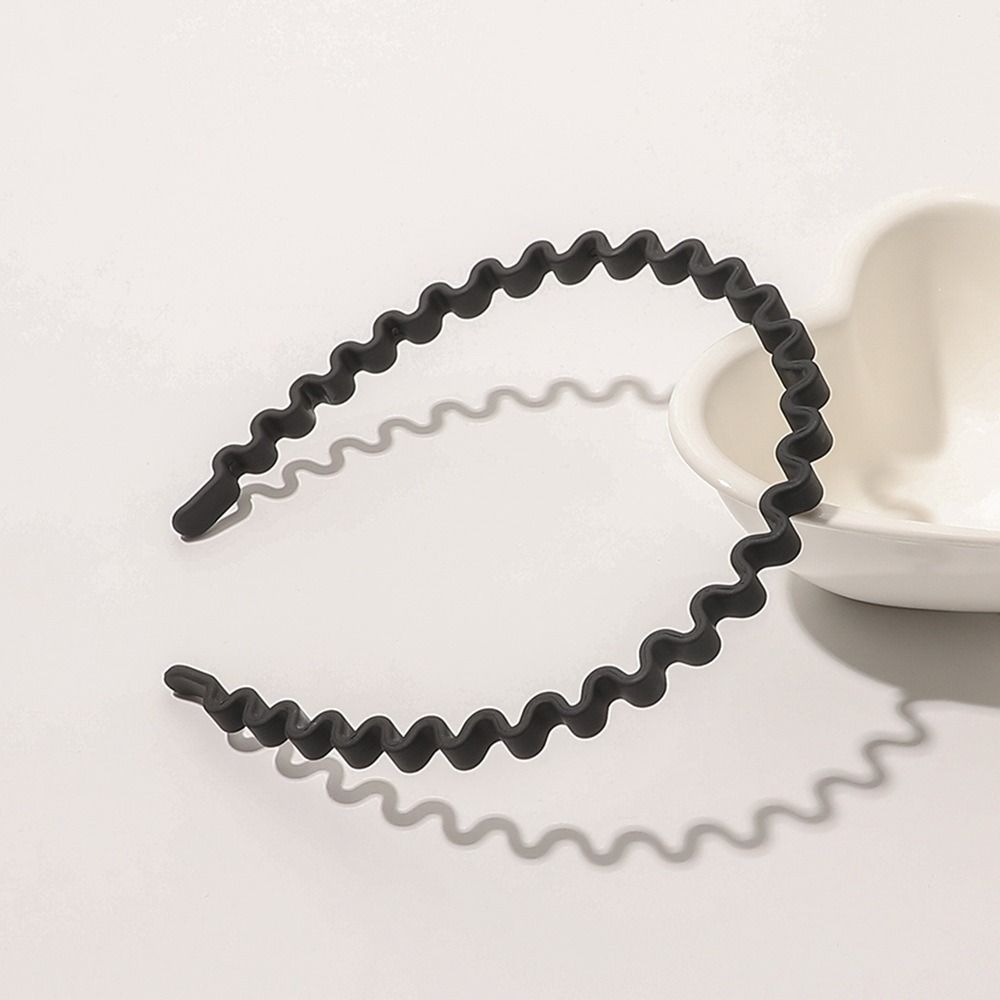 Solid Color Teeth Wave Hair Hoop Headdress Non-slip Hairband Teeth Matte Hair Hoop  Outdoor
