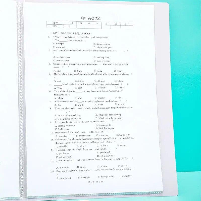 A4 File Folder Data Book 30 Pages Waterproof Booklet School Data Storage Office Management Storage Information Books Protectors
